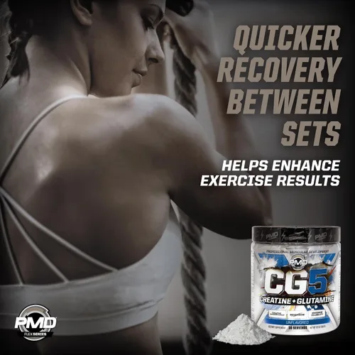 Miniatura 8 de PMD Sports CG5 Polvo Premium de Creatina y L Glutamina, Recuperación de Energía, Construye Músculo Delgado, Aumenta el Rendimiento en Entrenamiento