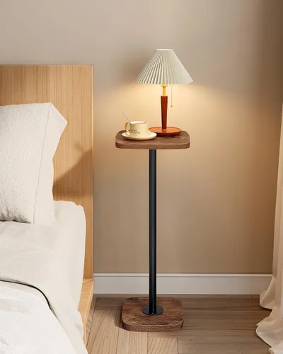Miniatura 8 de CHOEZON Mesa pequeña para bebidas, mesa auxiliar cuadrada para espacios pequeños, mesa de Martini con pedestal, para sala de estar, dormitorio