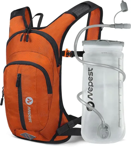Nepest Hydration Pack Backpack for Women & Men, Lightweight Water Backpack with 2L Water Bladder for Hiking Cycling Running Biking Naranja