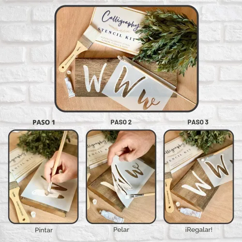 Miniatura 4 de Kit de plantillas para plantillas de caligrafía boutique, 45 piezas reutilizables, letras superiores, minúsculas, grandes y pequeños, números