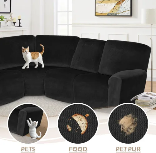 Miniatura 386 de Arfntevss Fundas de sofá seccional reclinable de terciopelo, Funda de sofá seccional de esquina para sofá reclinable, Funda elástica suave