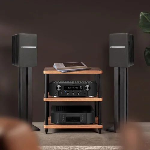 Miniatura 7 de SINGING WOOD Altavoces pasivos T25 de 2 vías para estantería de 60 vatios (30 W x 2) con soporte de montaje en pared preinstalado, acabado de madera