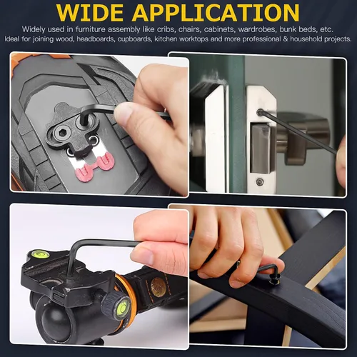 Miniatura 6 de 140 tornillos de cuna M6 Kit de repuesto de tornillos hexagonales negros, pernos de cuna y tuercas de barril, kit surtido de clavijas cruzadas