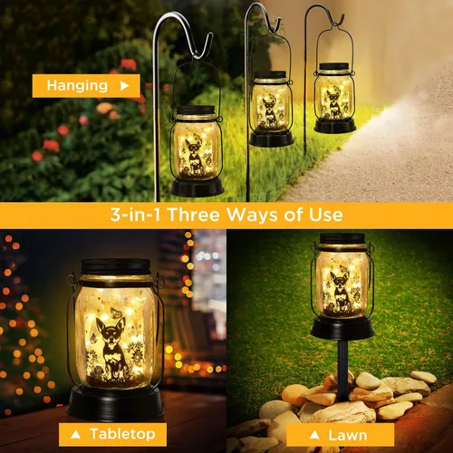 Miniatura 6 de Farol solar de Chihuahua, regalo para mujeres, hombres, mamá, cumpleaños, amantes de perro Chihuahua, luz conmemorativa pérdida de mascotas