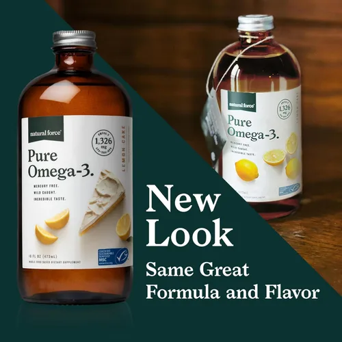 Miniatura 5 de Natural Force Pure Omega 3 - Aceite de pescado líquido - Delicioso sabor a pastel de limón - Sin mercurio, capturado en la naturaleza, probado