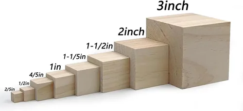 Miniatura 8 de Bloques de madera para manualidades, cubos de madera sin terminar, bloques de madera natural de 0.8 in, paquete de 80 bloques cuadrados de madera