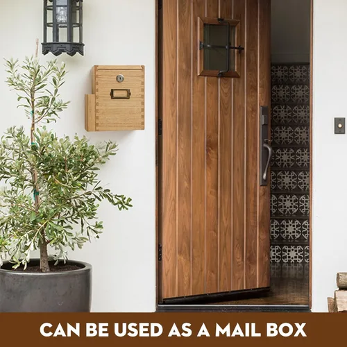 Miniatura 7 de KIRIGEN Caja de sugerencias de madera con cerradura y 2 llaves, urna montada en la pared o encimera con bolsillo lateral para formularios, caja