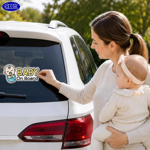 Miniatura 2 de GEEKBEAR Etiqueta engomada del coche del bebé a bordo, diseño del personaje, reflectante, resistente a la intemperie (28. bebé recién nacido)