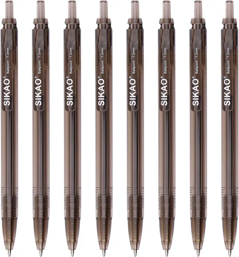 Miniatura 8 de Paquete de 60 bolígrafos negros a granel – Bolígrafos negros de 0.039 in de escritura suave con barril translúcido, bolígrafos confiables a granel