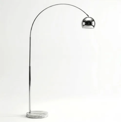 Brightech Olivia Lámpara de pie – Lámpara de arco elegante con cabeza redondeada y base de mármol para sala de estar, lámpara de pie alta con