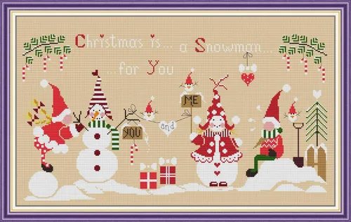 Miniatura 12 de Howie's Needlepoint Kits de punto de cruz, kits de bordado de patrón navideño preimpreso de 14 quilates, gama completa de kits de costura