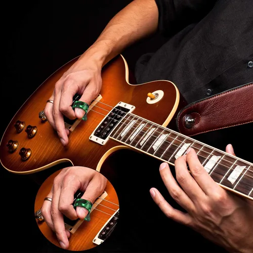 Miniatura 6 de Frienda Púas de dedo para pulgar, palillos planos, púas de guitarra de mano de celuloide