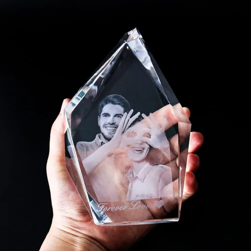 Miniatura 5 de Marco de fotos personalizado grabado en 3D grabado en el interior del cristal con imagen para Navidad, día de San Valentín, boda, día de la madre