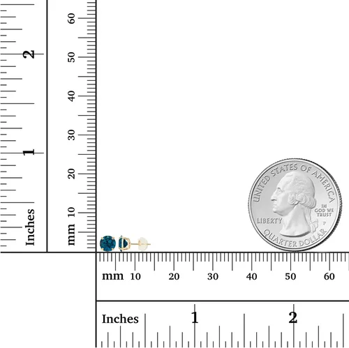 Miniatura 4 de Aretes de tuerca de oro macizo de 10 quilates de 0.157 in con piedra natal genuina