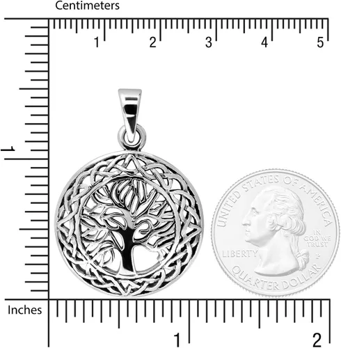 Miniatura 3 de withlovesilver sólida plata esterlina 925celta Ronda Cut Out Árbol de la vida colgante