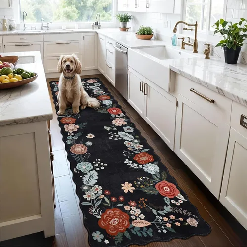 Miniatura 12 de Homcomoda Alfombras florales de cocina para piso, 3 piezas, alfombra de cocina antideslizante de granja, alfombra de cocina lavable, antideslizante
