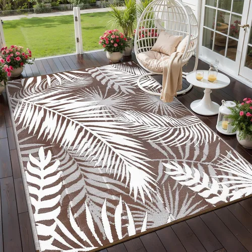 Miniatura 14 de Alfombras para Exteriores 9'x12' para Patios, Alfombra de Paja de Plástico Reversible para Exteriores en Claro, Alfombra de Exterior Grande para RV