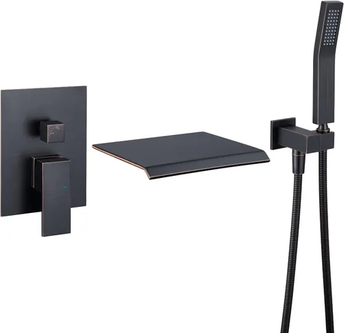 Wowkk Grifo de Bañera de Montaje en Pared Relleno de Bañera Cascada Grifo de Bañera Bronce Aceitado Relleno de Bañera de Latón Grifo de Bañera de