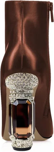 Miniatura 169 de FSJ Botas de tacón alto con punta puntiaguda para mujer, con tacón alto, con cremallera lateral brillante, estilo casual, para uso diario, zapatos