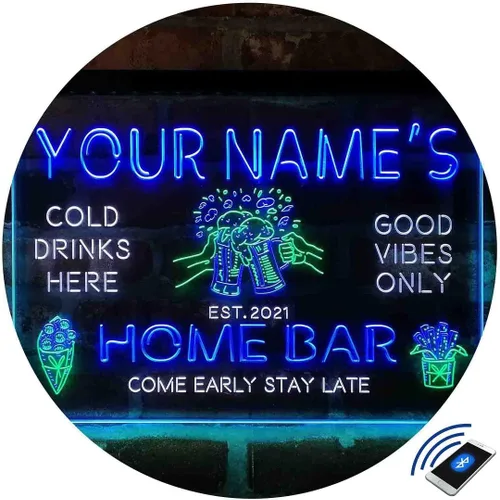 Miniatura 3 de Tazas de cerveza personalizadas, letrero de luz LED de neón tricolor, una decoración artística única grabada en 3D Nombre personalizado Fecha