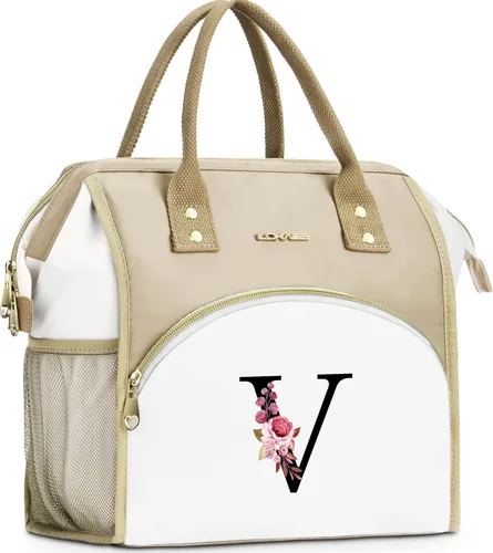 Miniatura 27 de Lonchera con inicial para mujer, lonchera térmica para niñas, lonchera grande para adultos, a prueba de fugas, para trabajo de picnic, bolsa de mano