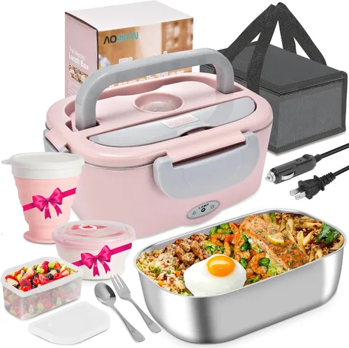 Miniatura 11 de AOSION Lonchera Eléctrica para Adultos, Lonchera Térmica 3 EN 1 con Contenedor de 1.5L, Lonchera Eléctrica Portátil de 80W, Calentador de Alimentos