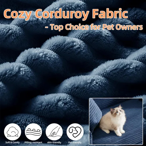 Miniatura 6 de 4-in-1 Convertible Folding Sleeper Sofa Bed, Fold Out Floor Sofa Couch with Fixed-Shape Frame, Cloud Corduroy Foldable Mattress Couch for Living