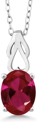 Miniatura 145 de Gem Stone King Collar de plata de ley 925 con piedra natal ovalada de 0.354 x 0.276 in Collar con colgante solitario para mujer Con cadena