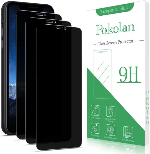 Miniatura 20 de Pokolan [Paquete de 3] Protector de pantalla de privacidad para iPhone 11/iPhone XR Película de vidrio templado antiespía, cobertura completa, sin