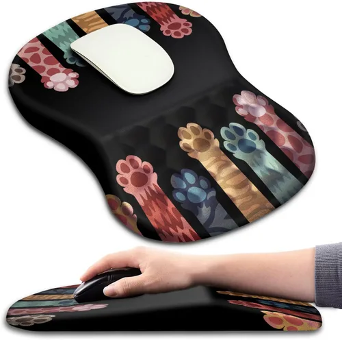 Miniatura 28 de Hokafenle Alfombrilla ergonómica para ratón con soporte para muñeca con diseño de masaje, reposamuñecas para aliviar el dolor, con espuma