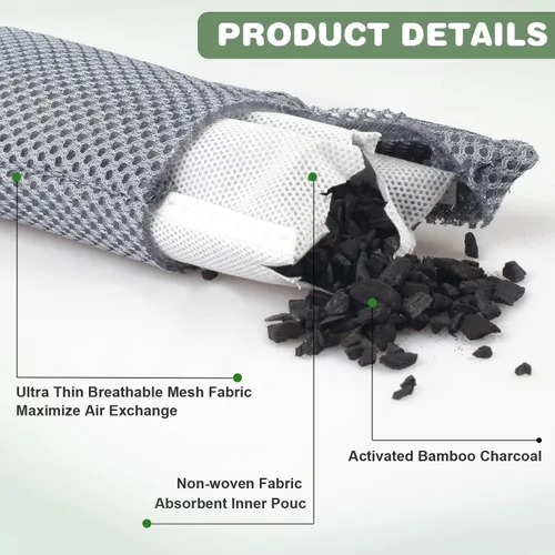 Miniatura 4 de Paquete de 12 bolsas desodorantes de carbón para zapatos, eliminador de olores de zapatos, desodorantes de cajón, absorbente de olores de carbón