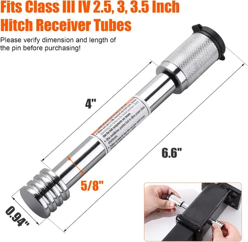 Miniatura 2 de CZC AUTO Cerradura de Enganche de Remolque 5/8" Diá., Pasador de Enganche con Cerradura 4" Súper Extra Largo Recubierto de Cromo con Llaves
