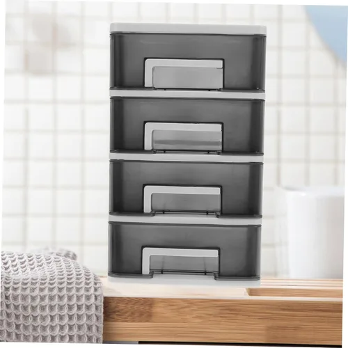 Miniatura 8 de DECHOUS Cajón de almacenamiento de plástico, cajón de plástico Gabinete de almacenamiento de cuatro capas Cajón de plástico, Estante