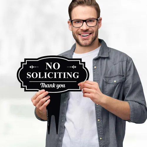Miniatura 4 de Letrero de No Soliciting Yard (No Soliciting Yard Sign, No Solicitation In Ground de 11 x 11 pulgadas), ACM libre de óxido, resistente a