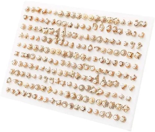 Juego de 100 pareslote de aretes de cristal geométricos de flores de frutas coloridas para mujeres y niñas, aretes de plástico, regalos de joyería