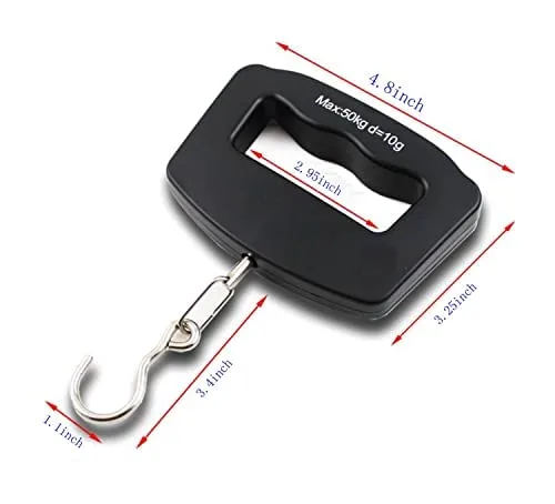 Miniatura 8 de Báscula de equipaje, mango grande, báscula electrónica de equipaje, transporte de alta precisión, 110 lbs50 kg, gancho gira 360, equipaje