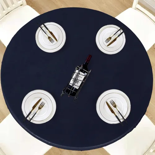 Miniatura 16 de LUSHVIDA - Mantel para mesa redonda impermeable y con borde elástico, de vinilo, ajustable a la mesa, mantel de plástico con borde elástico