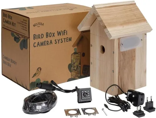 Casa de pájaros inteligente con cámara – Caja de pájaros para exteriores WiFi HD de 1440p | Caja nido para petirrojos, llaves, golondrinas de