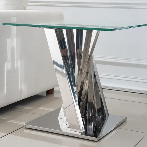 Miniatura 184 de Mesa de centro de cristal de lujo, mesa de centro de sofá de 47 pulgadas con marco de acero inoxidable dorado y parte superior de vidrio negro, mesa
