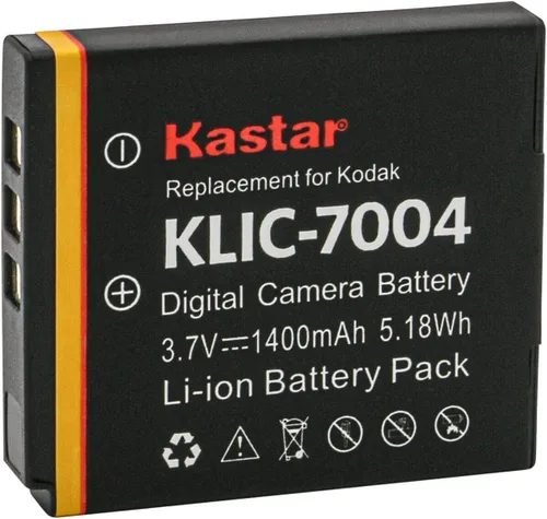 Kastar Paquete de 1 batería de repuesto para batería Kodak KLIC-7004 K7004, cargador Kodak K7700, PLAYSPORT, PLAYTOUCH, PlayFull Dual, Zi8, Zi10,