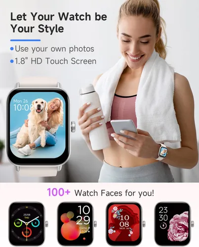 Miniatura 7 de TOOBUR Reloj inteligente para mujer con Alexa integrado, 1.8 pulgadas, IP68, rastreador de actividad física con ritmo cardíaco, monitor de sueño