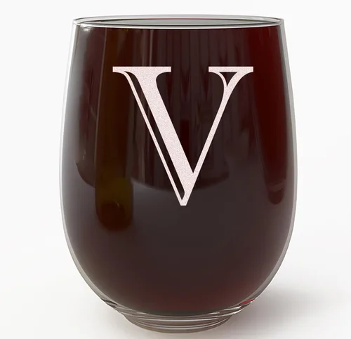 Miniatura 21 de Copa de vino grabada con monograma de 17 onzas sin tallo (letra A) A-Z, regalos personalizados para mujeres, copas de vino personalizadas, regalo