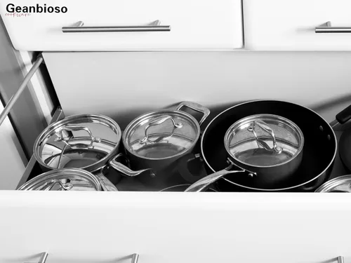 Miniatura 6 de Juego de utensilios de cocina de acero inoxidable de 5 capas, 8 piezas, cocina profesional, calidad de chef pesada, libre de PFOA, PTFE y PFOS