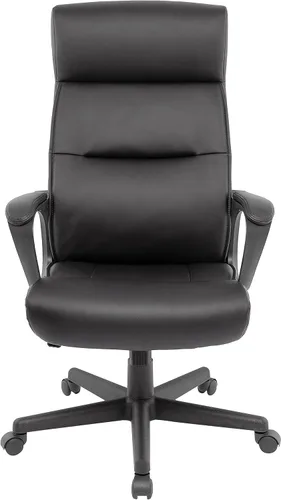 Miniatura 5 de STAPLES Rutherford Silla ergonómica de oficina ejecutiva y gerente, respaldo alto, altura ajustable, piel sintética Luxura, color negro