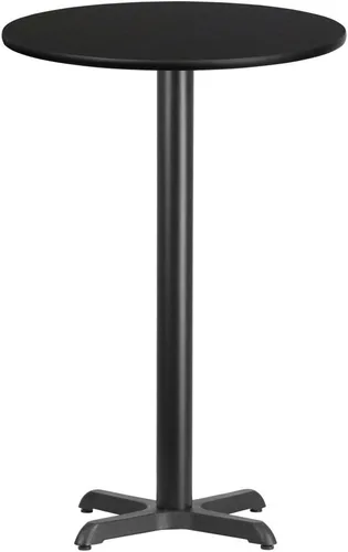 Flash Furniture Stiles - Mesa redonda laminada negra de 24 pulgadas con base de mesa de altura de barra de 22 x 22 pulgadas Negro