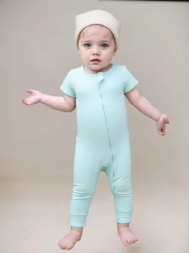 Miniatura 6 de Aablexema Pijama de manga corta de rayón de bambú para bebé, sin pies, cremallera de 2 vías, para verano, 0-24 meses