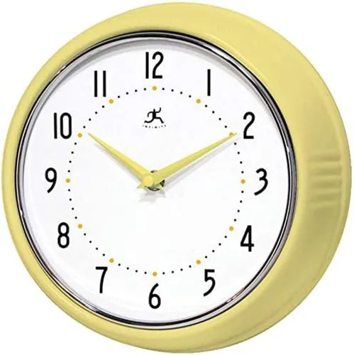 Miniatura 10 de Infinity Instruments Reloj de pared retro de 9 pulgadas, barrido silencioso, sin tictac, moderno, de mediados de siglo, para cocina, comedor