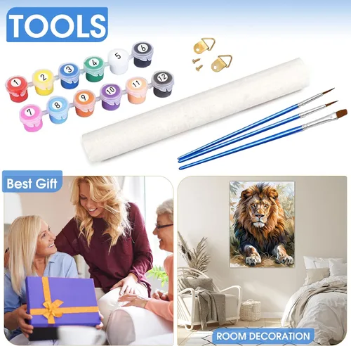 Miniatura 5 de Bimkole Kit de pintura de conejo por números, pintura al óleo de animales sobre lienzo, pintura acrílica para principiantes con pinceles, perfecta