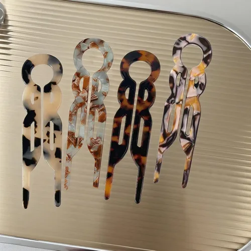 Miniatura 4 de 4 horquillas francesas en forma de U para mujer, pinzas de acetato para cabello grueso, fino y fino, pasadores decorativos para moño en negro