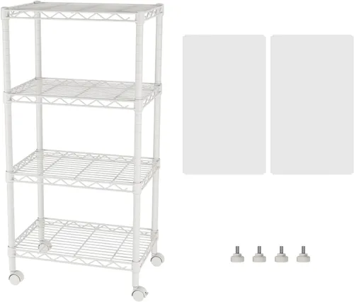 Miniatura 16 de SINGAYE Estante de almacenamiento ajustable de 4 niveles con ruedas, estantería resistente, estantes de alambre para garaje, oficina, despensa, Negro